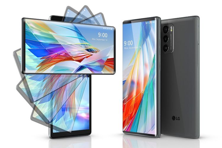 Wujud LG Wing, smartphone dual layar dengan layar putar.