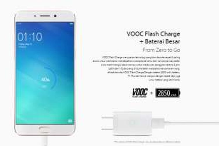 Pengisi daya ponsel tercepat dengan teknologi VOOC Flash Charge Oppo F1 Plus