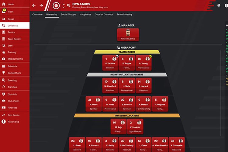 Logo generik Manchester United berupa lingkaran bulat yang muncul di game dasar Football Manager.