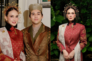 Gaya Luna Maya dan Maxime Bouttier di HUT ke-81 RI, Serasi Bernuansa Etnik
