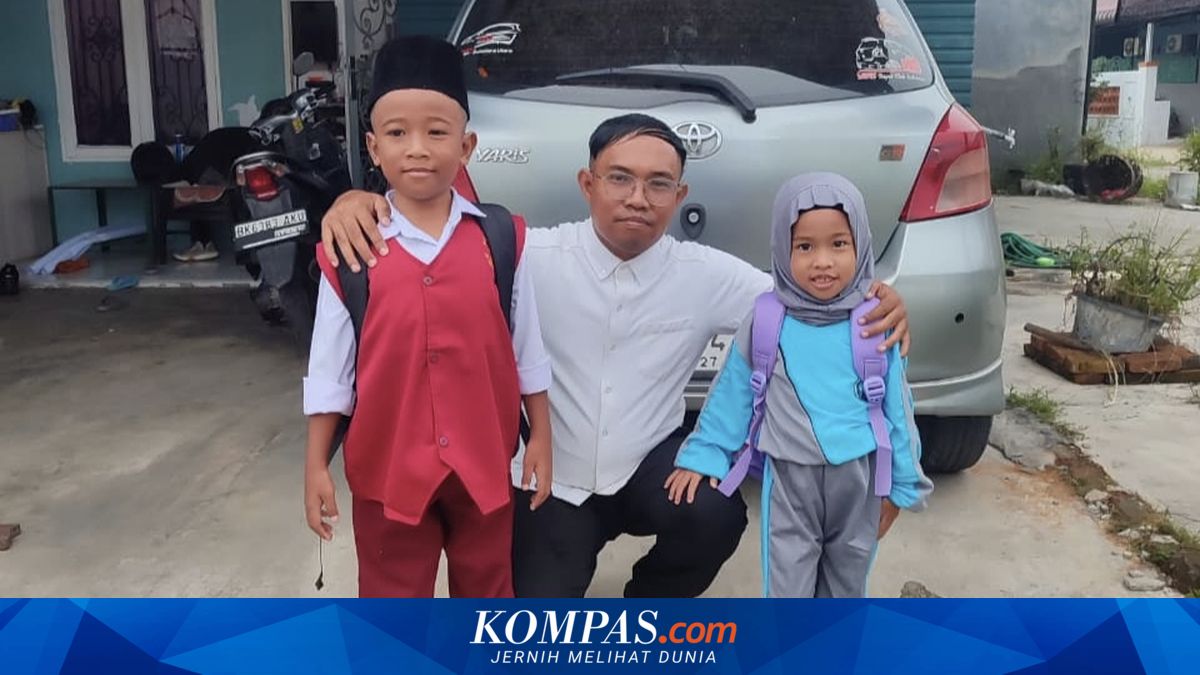 Serunya Momen Ayah di Medan Antar Anaknya Perdana Masuk Taman Kanak-kanak