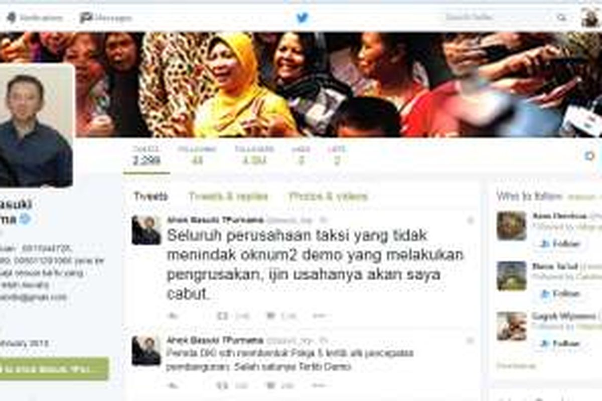 Gubernur DKI Jakarta Basuki Tjahaja Purnama mengingatkan perusahaan taksi.