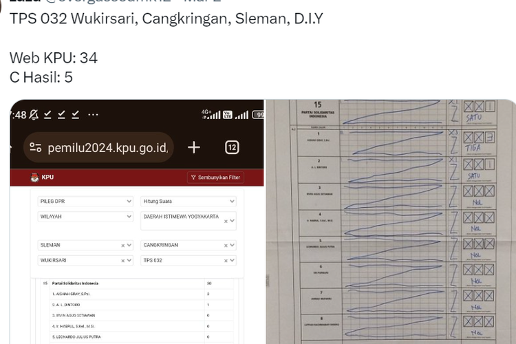 Dugaan penggelembungan suara PSI.