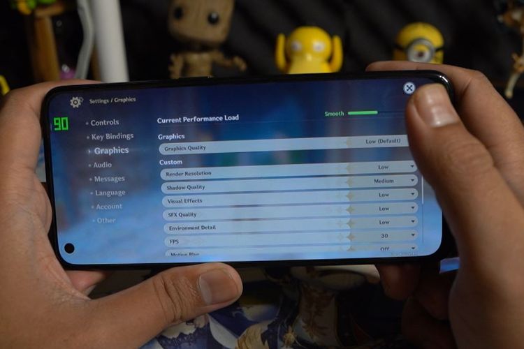 Pengaturan grafis di Genshin Impact pada Oppo Reno5 5G.