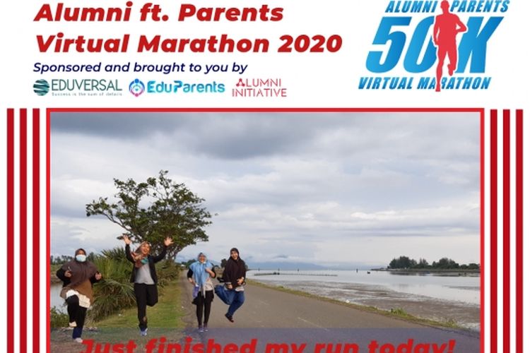 Virtual Marathon 50K yang digelar Alumni Initiatif (Ikatan Alumni) dan EduParents (Parent Club Sekolah Mitra Eduversal) digelar 20-26 Desember 2020. 