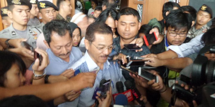 Mantan Menteri Dalam Negeri, Gamawan Fauzi, di Pengadilan Tipikor Jakarta, Senin (29/1/2018).