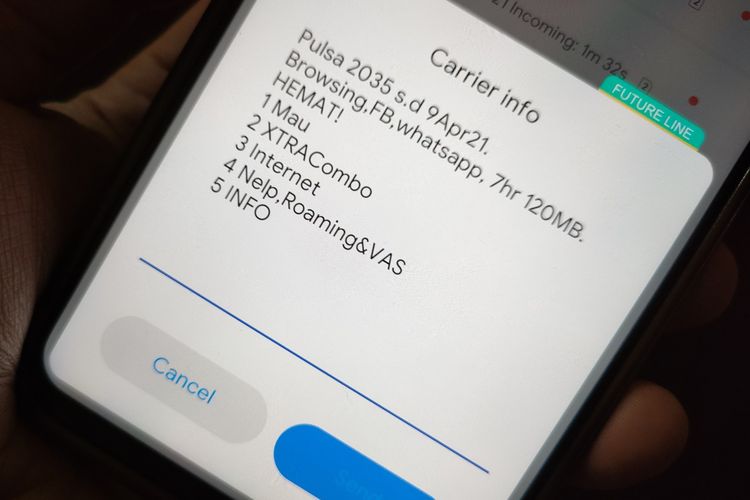 Ilustrasi menu USSD untuk melihat pulsa di dialer ponsel.