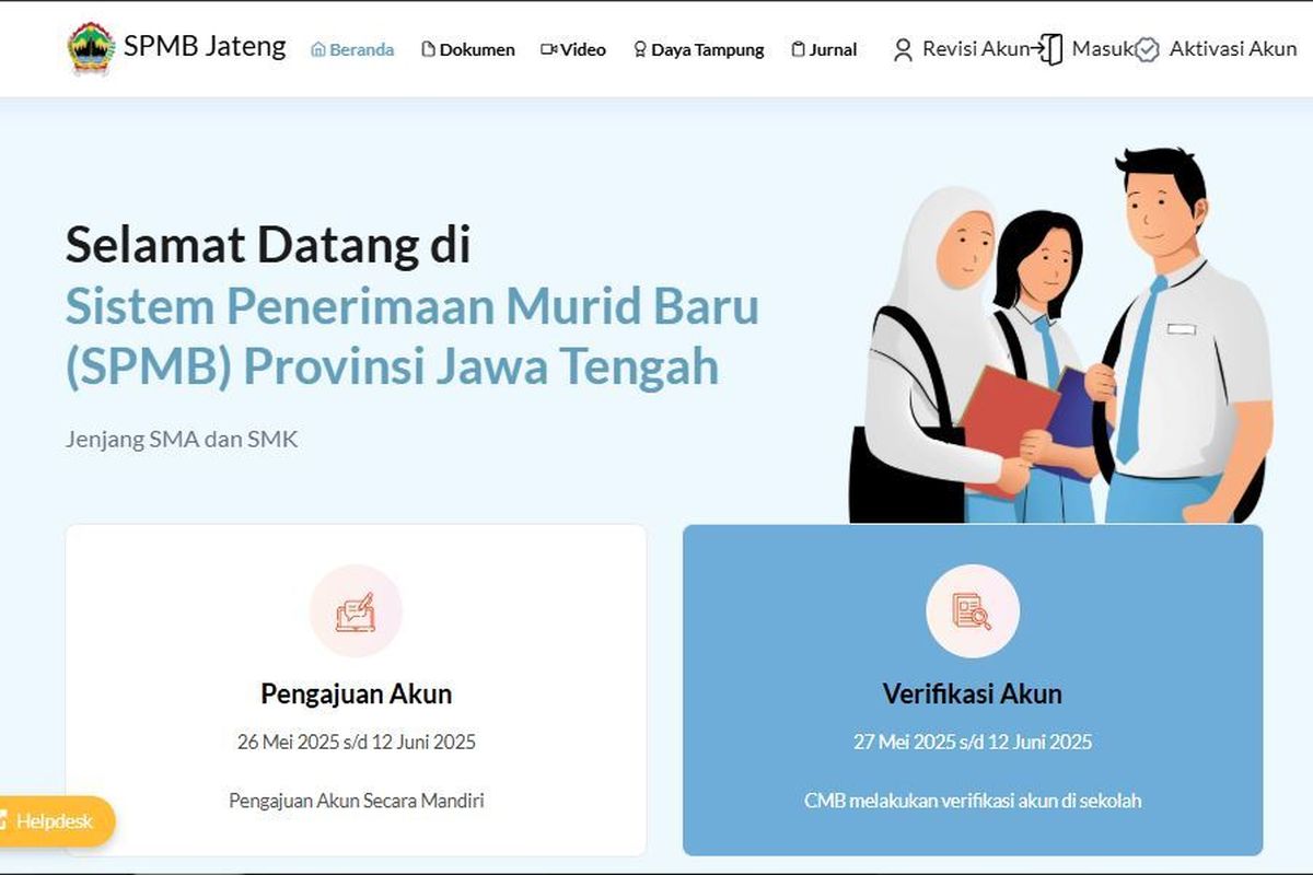 Calon siswa dapat memantau posisi pendaftaran sementara SPMB Jateng 2025 Jenjang SMA-SMK secara online melalui fitur Jurnal di laman SPMB Jateng https://spmb.jatengprov.go.id/.