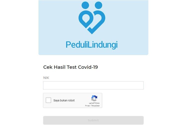 Tangkapan layar laman Pedulilindungi cara cek hasil tes Covid-19
