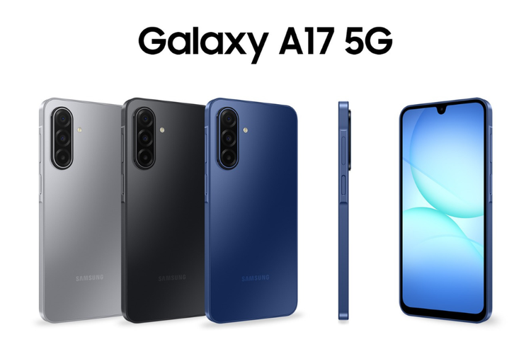 Samsung Galaxy A17 5G resmi dijual di Indonesia. Perangkat ini tersedia dalam tiga pilihan warna, meliputi Black, Blue, dan Gray. 