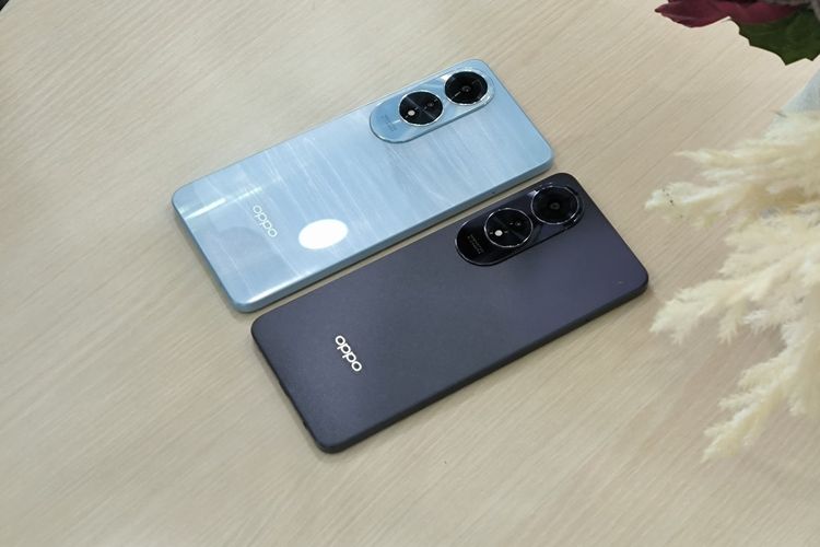 Oppo A60 tersedia dalam dua pilihan warna: Ripple Blue (kiri) dan Midnight Purple (kanan).