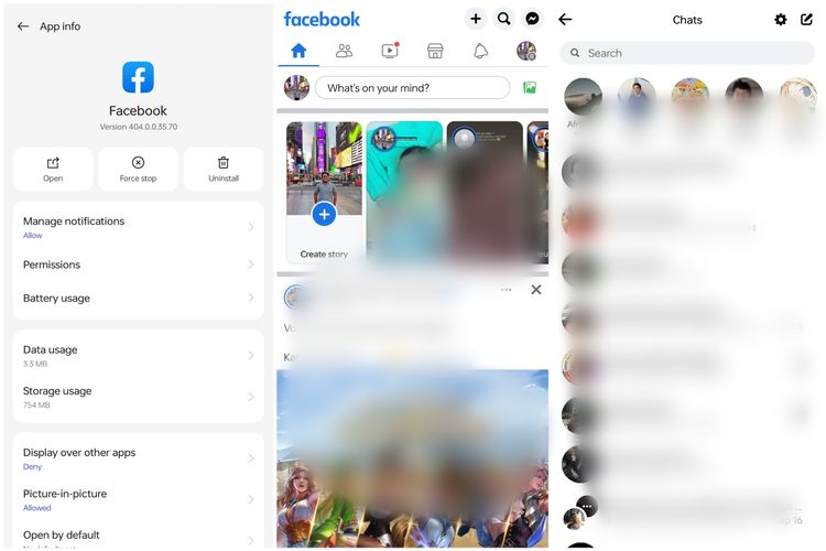 Ilustrasi fitur Messenger yang sudah bisa diakses langsung di aplikasi Facebook.