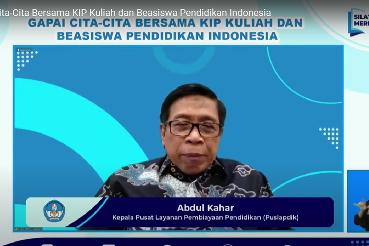 Kepala Pusat Layanan Pembiayaan Pendidikan Kemendikbud Ristek Abdul Kahar saat menjelaskan mengenai program KIP Kuliah dan Beasiswa Pendidikan Indonesia (BPI) dalam acara Silaturahmi Merdeka Belajar, Kamis (29/9/2022).