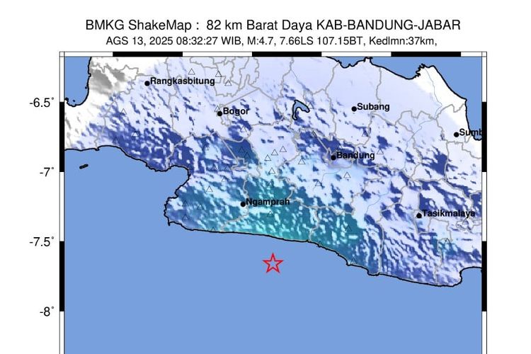 Gempa M 4,7 Terjadi di Kabupaten Bandung, Getaran Terasa hingga Garut