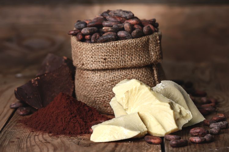 Ilustrasi cocoa butter atau mentega kokoa. 
