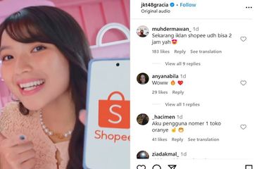 Unggahan Instagram Gracia JKT48