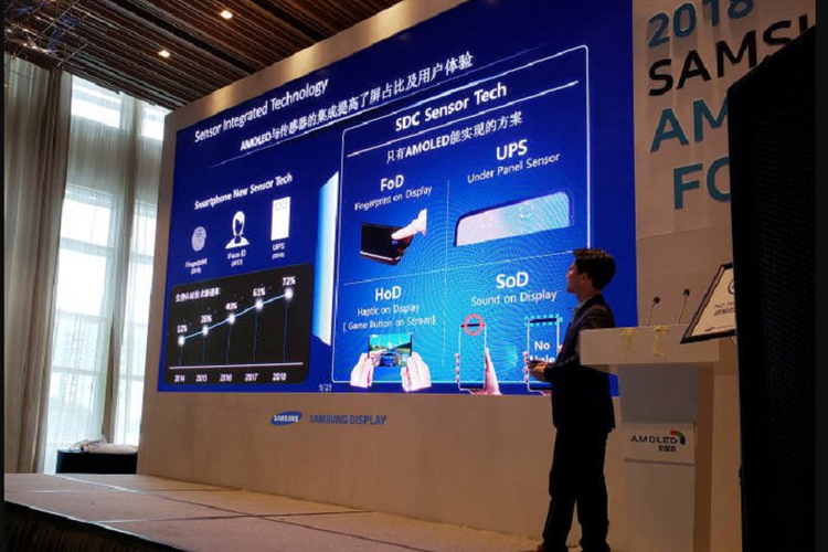 Acara 2018 Samsung OLED Forum yang menunjukan fitur-fitur baru layar AMOLED Samsung.
