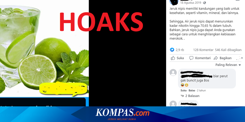 [HOAKS] Air Jeruk Nipis Dapat Menghilangkan Kebiasaan Merokok