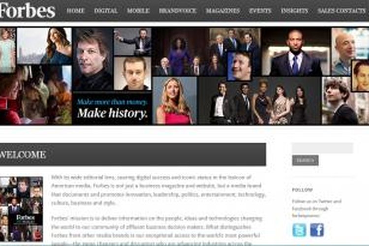 Halaman depan situs Forbes Media.