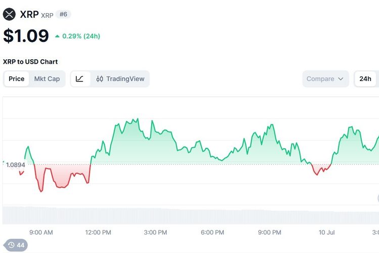 Harga XRP Hari Ini 10 Juli 2026, Naik Imbas Pembelian Institusional 