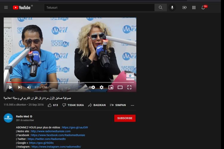 Unggahan YouTube Radio Med pada 25 September 2016,