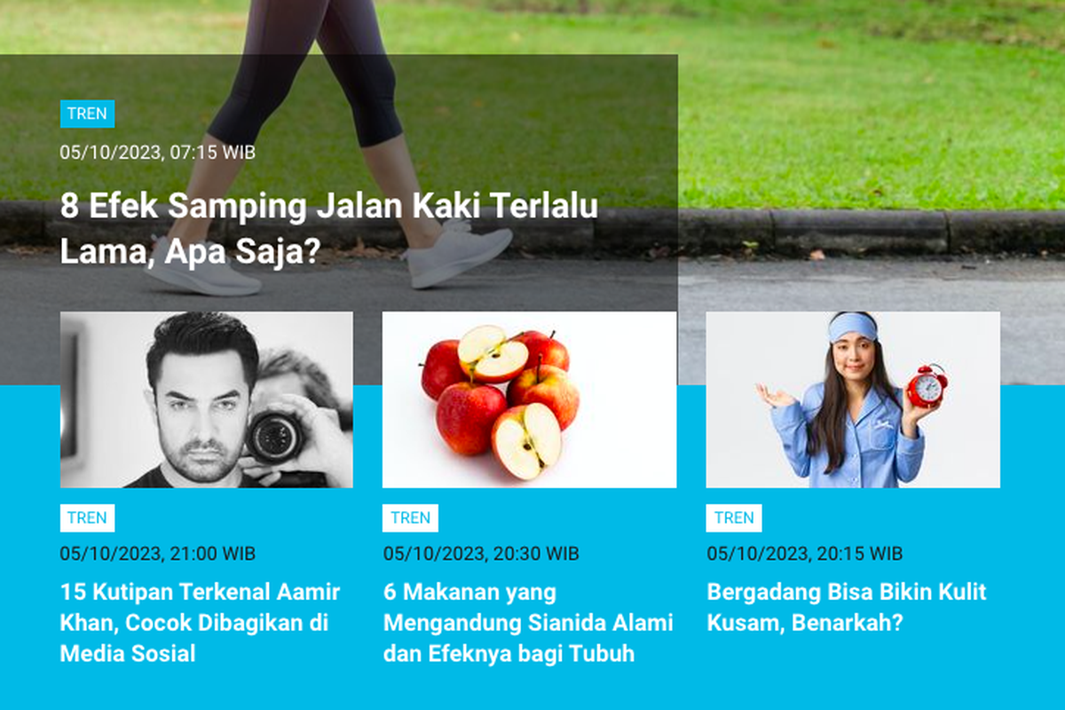 Populer Tren 6 Oktober 2023: Efek samping jalan kaki terlalu lama bagi kesehatan. 