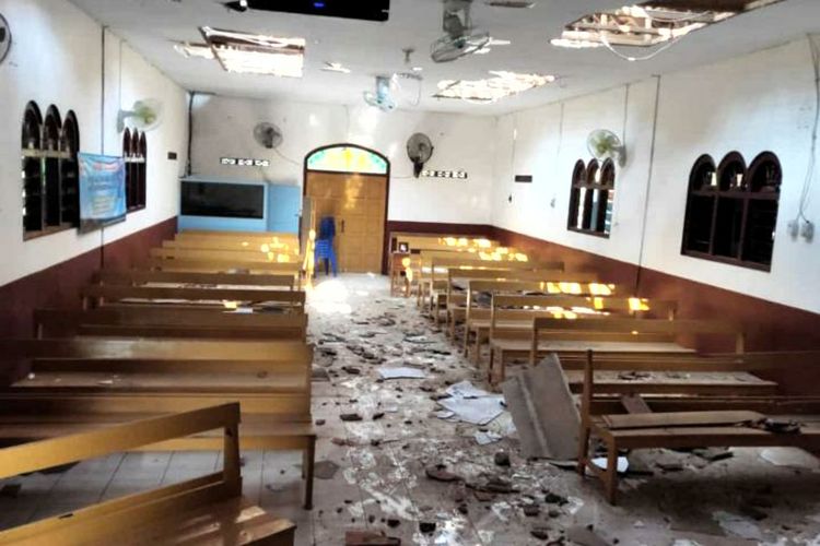 Earthquake damaging a church in Blitar Regency on Sunday, April 11.