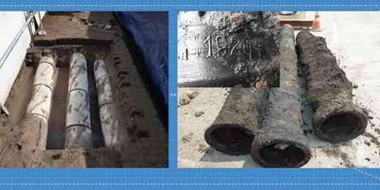 Temuan pipa kuno di proyek pembangunan MRT.