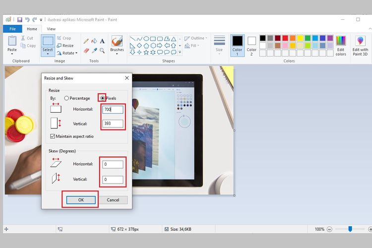 Cara mengubah ukuran gambar (resize) di Microsoft Paint