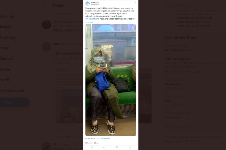 Sebuah foto viral di media sosial tentang perempuan yang menandai kursi di sampingnya untuk kerabatnya. Warganet mengkritik tindakan tersebut. 