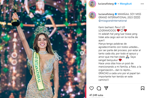 Profil Luciana Fuster Pemenang Miss Grand International 2023 Asal Peru