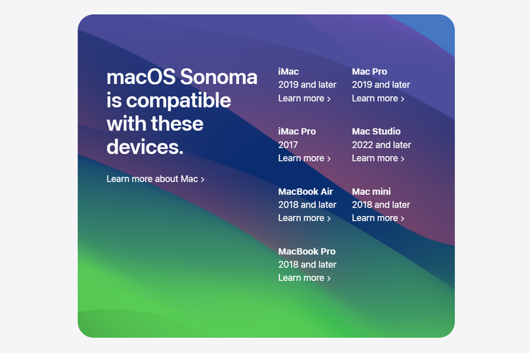 Daftar Perangkat Mac yang Kebagian Update MacOS Sonoma.