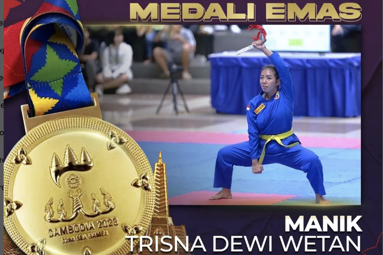 Tangkapan layar Instagram Kemenpora saat Manik Trisna Dewi Wetan berhasil mempersembahkan medali emas ketujuh untuk Indonesia dari cabang olahraga Vovinam nomor Women's Dragon Tiger Form dalam ajang SEA Games 2023 pada Sabtu (6/7/2023).