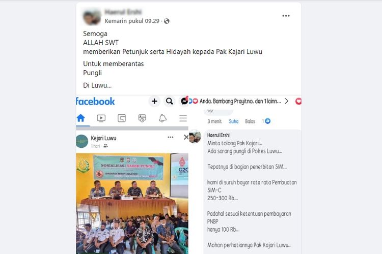 Sebelum melakukan aksinya, Aipda HR, anggota Polres Luwu, Sulawesi Selatan, menulis semacam pesan buat institusi Kejaksaan Negeri (Kejari) di beranda facebooknya, Sabtu, (15/10/2022)