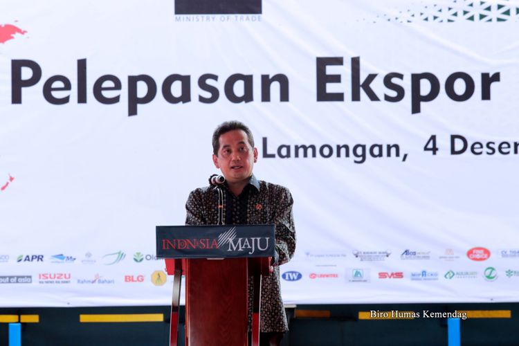 Mendag Agus Suparmanto saat menyampaikan kegiatan pelepasan ekspor di Lamongan, Jawa Timur, Jumat (04/12/2020).