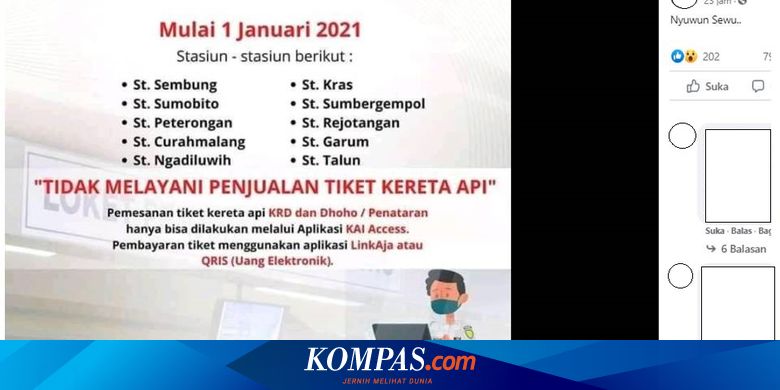 10 Stasiun Tutup Loket Penjualan Tiket Ka Mulai 1 Januari 2021 Benarkah Halaman All Kompas Com