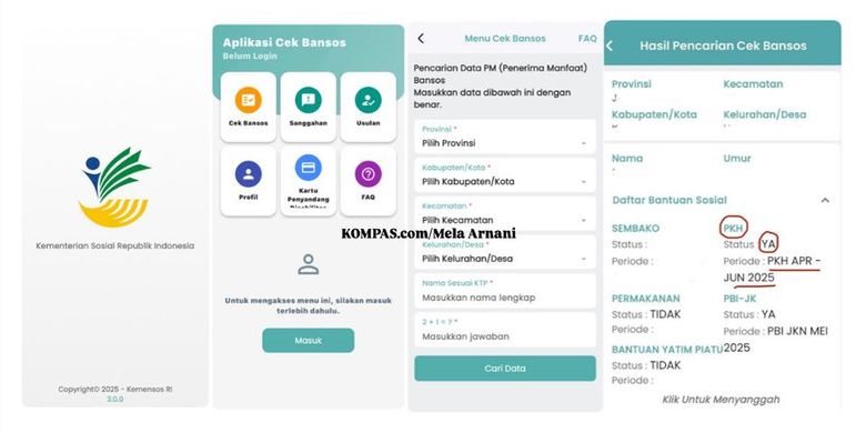 Ilustrasi cek bansos Kemensos. Cek bansos Kemensos. Cara cek bansos Kemensos. Cek PKH 2025. Cara cek penerima PKH 2025.