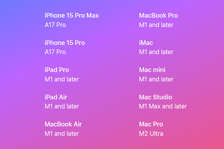 Daftar perangkat yang kebagian fitur Apple Intelligence.
