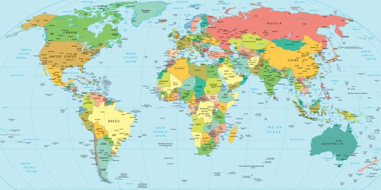 ilustrasi daftar negara terbesar di dunia.