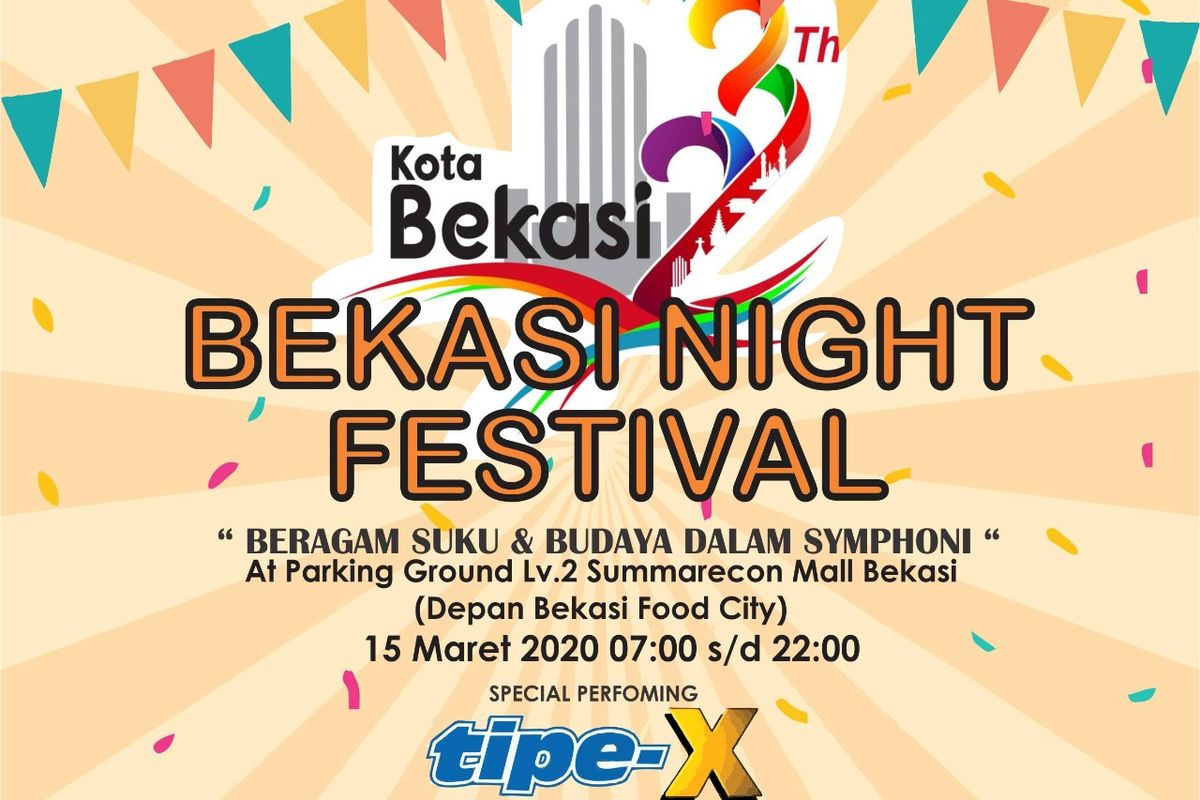 Poster Bekasi Night Festival yang akan diselenggarakan pada Minggu (15/3/2020).
