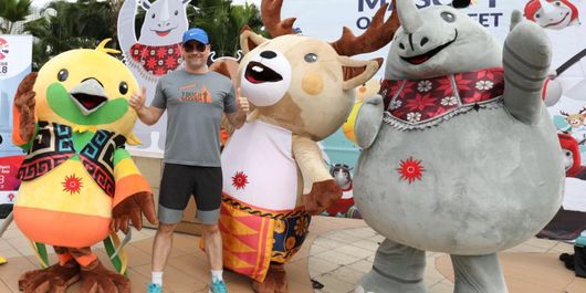 Sosialisasi Asian Games 2018 dilakukan melalui Mascot Asian Games 2018 on The Street saat car free day di kawasan Thamrin Jakarta beberapa waktu lalu.