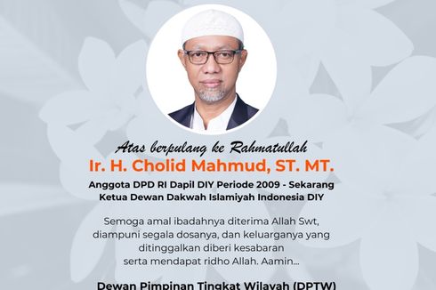 Anggota DPD RI Cholid Mahmud Meninggal, Sudah Cuci Darah Sejak 2015