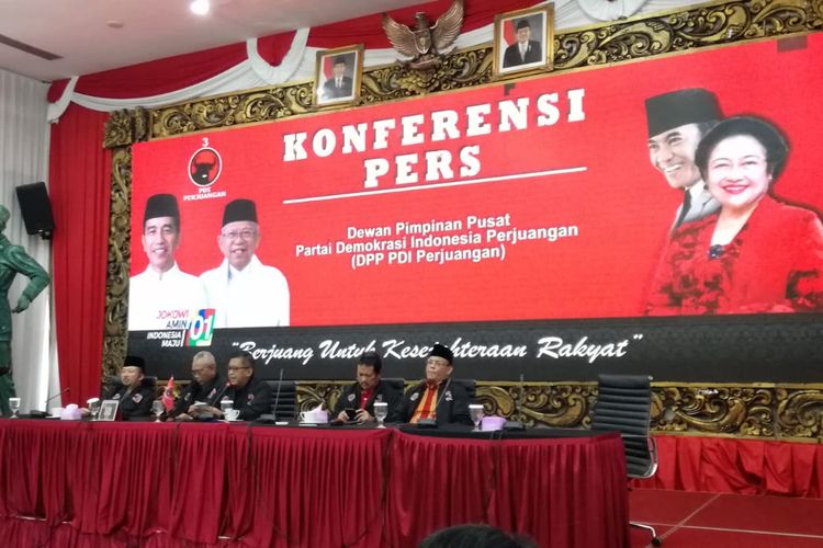 Konferensi pers DPP PDI-P, Jumat (19/4/2019)