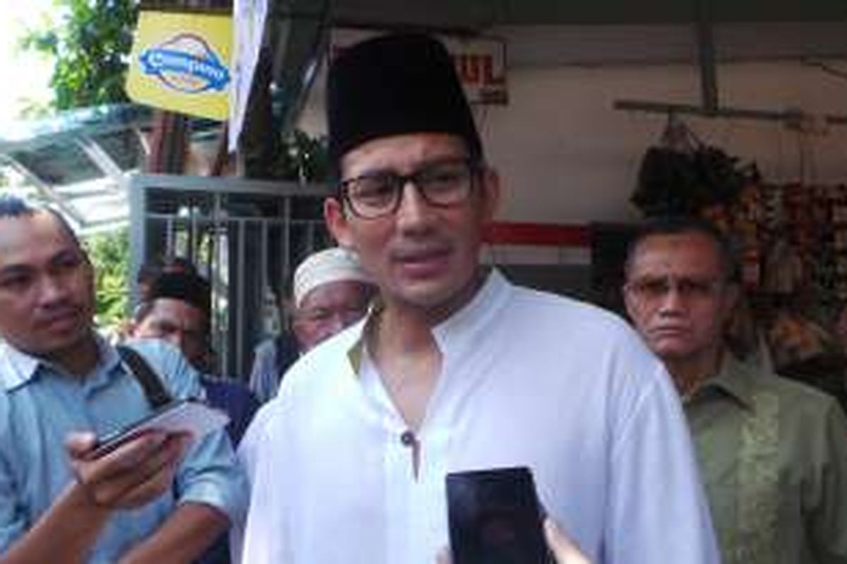 Bakal calon gubernur DKI Jakarta Sandiaga Uno, saat ditemui wartawan di Tanjung Duren, Jakarta Barat, Jumat (6/5/2016).