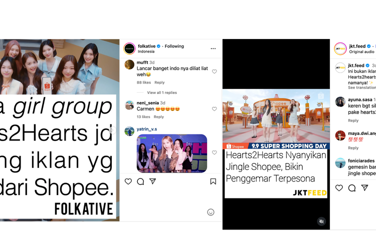 Postingan akun fans Hearts2Hearts.