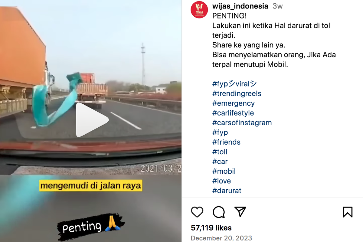 terpal terbang ke kaca mobil