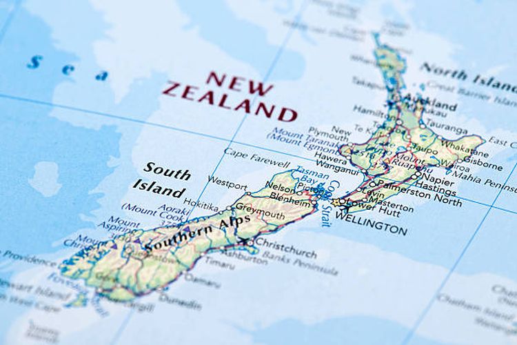 Peta Selandia Baru atau New Zealand.