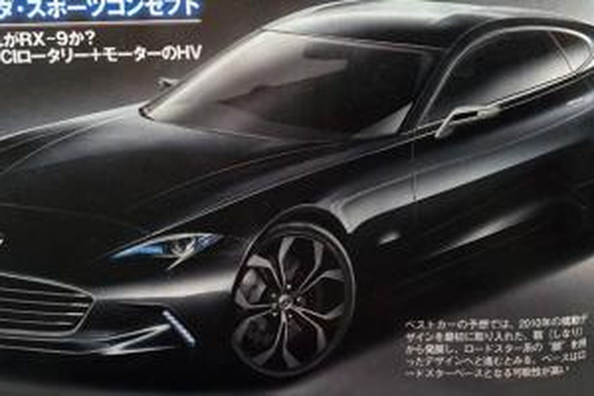Foto penggoda mobil baru Mazda untuk Tokyo Motor Show 2015. Ada dua spekulasi, dikira versi atap keras MX-5 atau RX-9 dengan mesin rotary baru.
