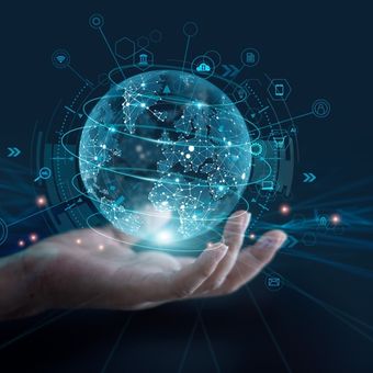 Ilustrasi perdagangan digital lintas batas.