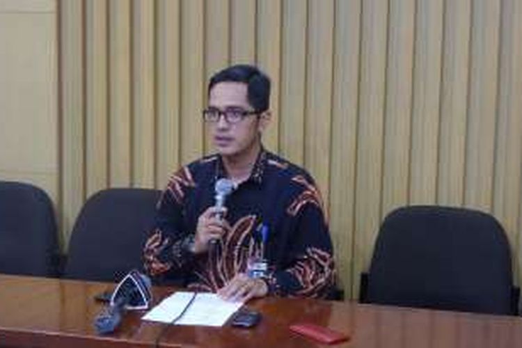 Juru Bicara KPK Febri Diansyah di Gedung KPK Jakarta, Kamis (12/1/2017).